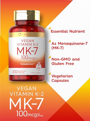 Carlyle Vitamin K2 MK7 100mcg | 200 Vegan Capsules | Menaquinone-7 Supplement CarlyleUS supplements