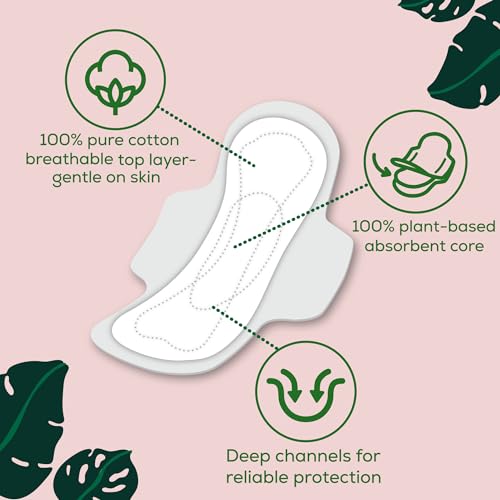 L. Pure Cotton Topsheet Pads for Women, Regular Absorbency, Ultra Thin Pads with Wings L.Au supplements