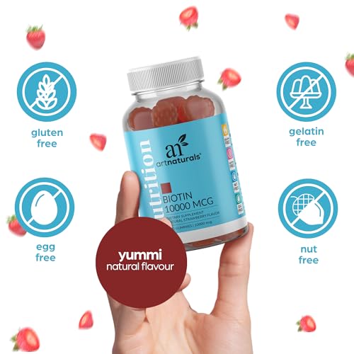 Artnaturals Biotin Gummies for Hair Growth - (100 Gummies - 10000mcg) - Natural Strawberry ArtnaturalsUS supplements