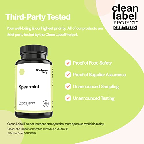 Organic Spearmint Capsules | Great Alternative to Spearmint Tea | 1000mg Spearmint Leaf Wholesome StoryUS supplements