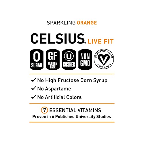 CELSIUS Sparkling Orange, Functional Essential Energy Drink 12 Fl Oz (Pack of 12) CELSIUSUS supplements
