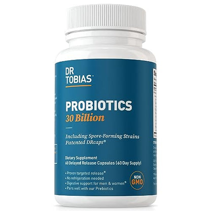 Dr. Tobias Probiotics 30 Billion, 10 Strains, 30 Billion CFU's, Targeted Release Probiotics Dr. TobiasUS supplements