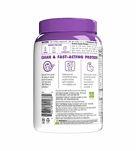 Bluebonnet Nutrition Whey Protein Isolate Powder, 14 Serving, Vanilla, 1 lb BluebonnetUS supplements