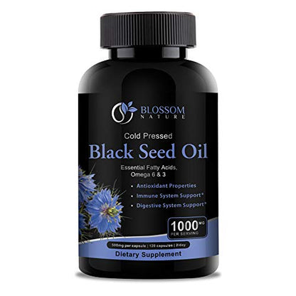Black Seed Oil Capsules 1000mg - Premium Black Cumin Seed Oil Capsules - Black Seed Blossom NatureUS supplements