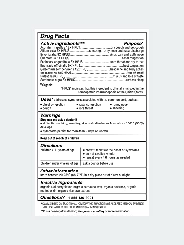 Genexa Cold Crush for Children – 60 Tablets | Certified Organic & Non-GMO, Physician GenexaAu supplements