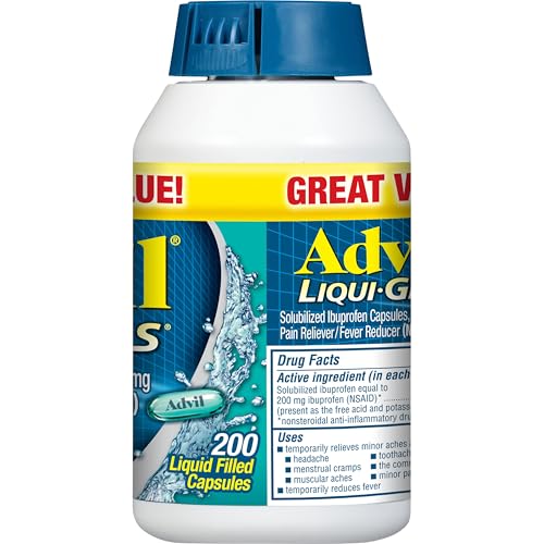 Advil Liqui-Gels Pain Reliever and Fever Reducer, Pain Medicine for Adults with Ibuprofen 200mg for Headache, Backache, Menstrual Pain and Joint Pain Relief - 200 Capsules, Advil PM Ibuprofen - 2 Ct AdvilAu supplements
