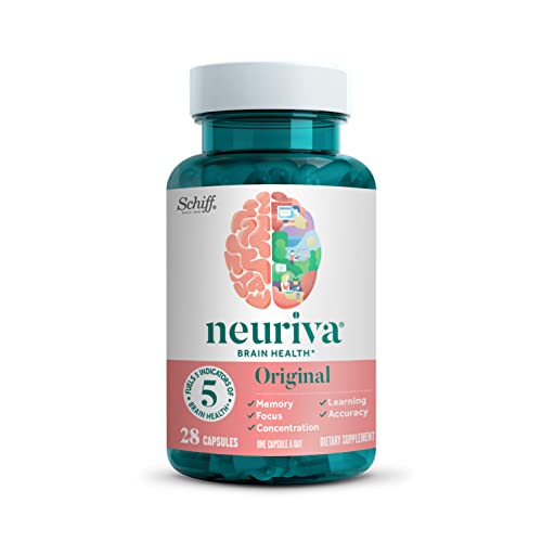 NEURIVA Original Decaffeinated Clinically Tested Nootropic Brain Supplement for Memory, Focus & Concentration, NeuroFactor & Phosphatidylserine, 28ct Capsules NEURIVAAu supplements