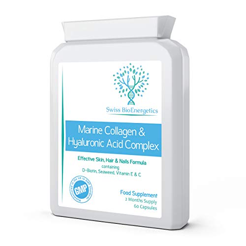 Marine Collagen & Hyaluronic Acid Complex - 60 Capsules - 500mg of Highly Bioavailable Naticol® Hydrolysed Collagen swiss bioenergeticsUS supplements
