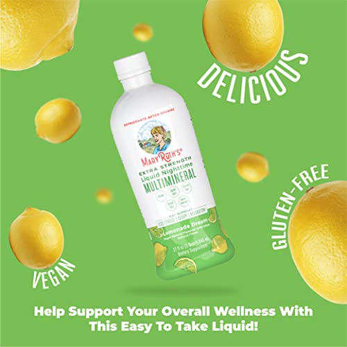 MaryRuth Organics Extra Strength Nighttime Liquid Multimineral | Sugar Free | Calm Magnesium Citrate | NO Melatonin | Calcium Magnesium Zinc | Muscle Relaxation | Lemonade Flavor | Vegan | 32 Serving MARYRUTH'SUS supplements