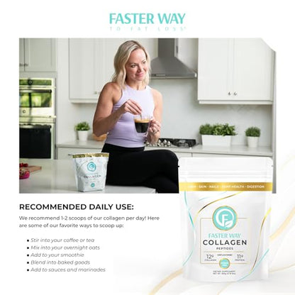 FASTer Way to Fat Loss, Unflavored, 360g Grass-Fed Beef Collagen Peptides for Skin FASTer Way to Fat LossUS supplements
