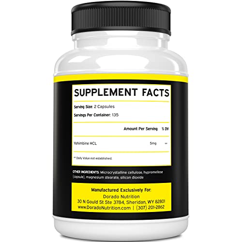 Yohimbine HCL 5mg For Men and Women (270 Capsules) - More Potent Than Yohimbe DORADO NUTRITIONUS supplements