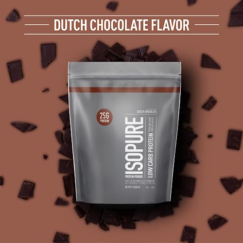 Isopure Dutch Chocolate Whey Isolate Protein Powder with Vitamin C & Zinc for Immune IsopureUS supplements