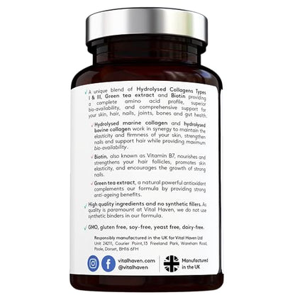 Advanced Collagen Complex - Hydrolised Marine Collagen (Type I) + Hydrolised Bovine Grass Vital HavenUS supplements