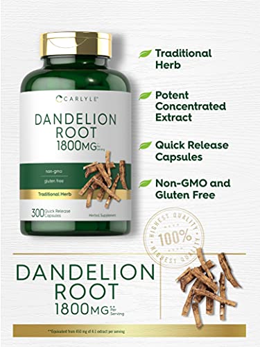 Carlyle Dandelion Root Capsules 1800mg | 300 Count | Non-GMO, Gluten Free CarlyleUS supplements