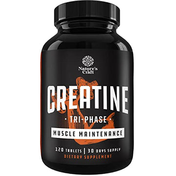 High Strength Tri Phase Creatine Pills - Muscle Mass Gainer and Muscle Recovery Creatine Natures CraftUS supplements