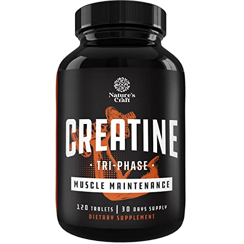 High Strength Tri Phase Creatine Pills - Muscle Mass Gainer and Muscle Recovery Creatine Natures CraftUS supplements