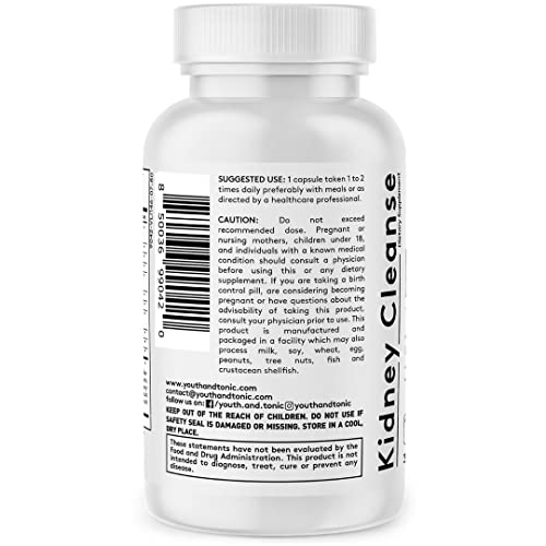 Youth & Tonic Kidney Cleanse Detox for Residual Metabolic Waste & Excess Body Water Youth & TonicAu supplements
