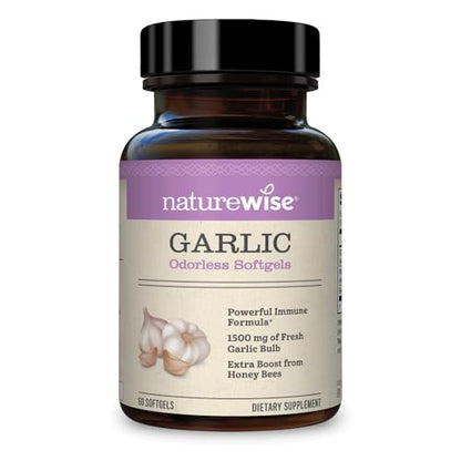 NatureWise Garlic Odorless Softgels 1500mg Support Teeth & Immune System Health NatureWiseUS supplements
