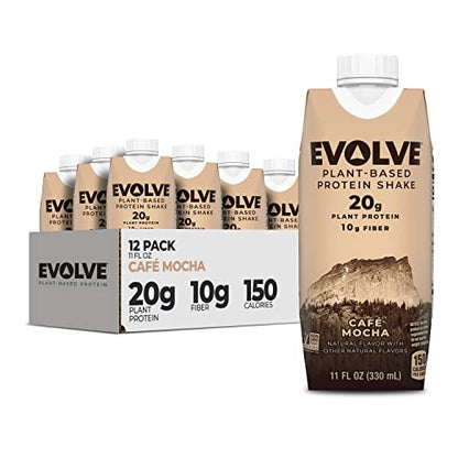Evolve Plant Based Protein Shake, Café Mocha, 20g Vegan Protein, Dairy Free, No Artificial EvolveUS supplements