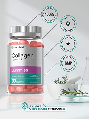 Hydrolyzed Collagen Gummies | 90 Count | Strawberry Flavored Gummy Supplement HorbäachAu supplements