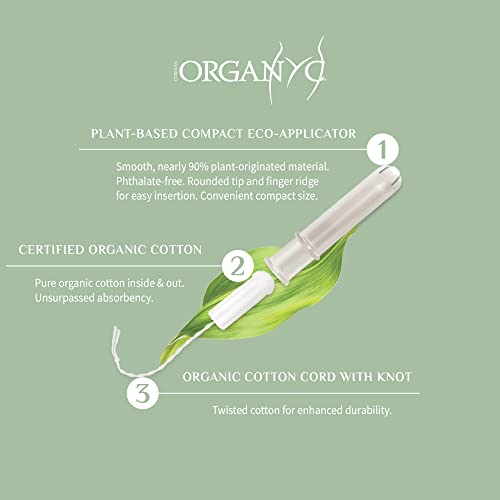 Organyc 100% Certified Organic Cotton Tampons, Plant-Based Eco-Applicator, Regular Flow, 16 Count OrganycAu supplements
