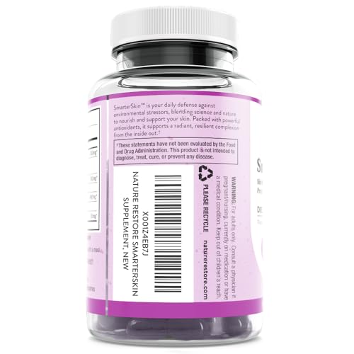 Smarter Skin, Nourishing Skin Health Within, Triple Combination of Polypodium Leucotomos Extract, FloraGLO, Verbasnol, 60 Vegan Capsules Nature RestoreAu supplements