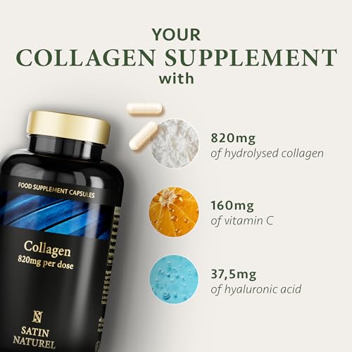 Collagen Capsules 820mg - 180 High Strength Capsules (3 Months Supply) SatinNaturelAu supplements