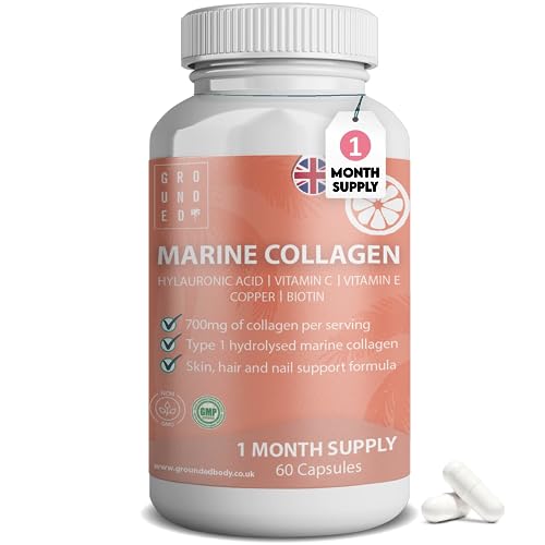 Hydrolysed Marine Collagen 700mg with Hyaluronic Acid, Vitamin C, Vitamin E, Copper & Biotin G R O U N D E D COFFEE SCRUBAu supplements