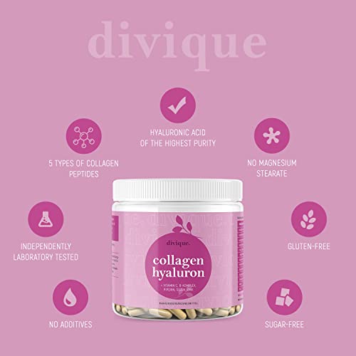 Collagen Capsules Divique Collagen Hyaluron 1500mg Collagen Peptides Type 1, 2, 3, 5, 10 DiviqueUS supplements