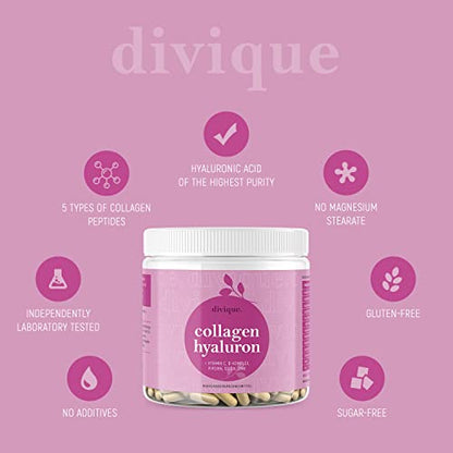 Collagen Capsules Divique Collagen Hyaluron 1500mg Collagen Peptides Type 1, 2, 3, 5, 10 DiviqueUS supplements