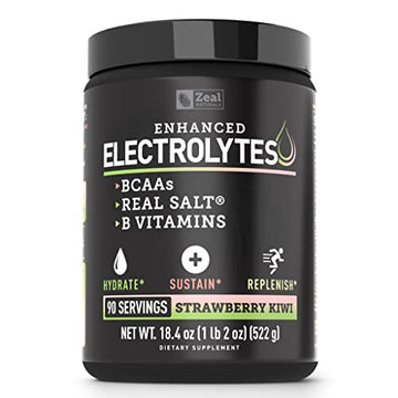 Enhanced Electrolyte Powder (Strawberry Kiwi | 90ct.) Sugar Free + BCAA, B-Vitamins Zeal NaturalsAu supplements