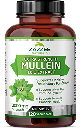 Zazzee Extra Strength Mullein 10:1 Extract, 3000 mg Strength, 120 Vegan Capsules ZazzeeUS supplements