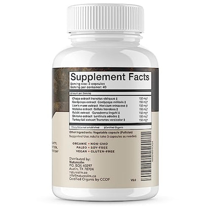 Naturealm Sacred 7 Mushroom Extract Capsules - Chaga, Cordyceps, Lion's Mane NaturealmUS supplements