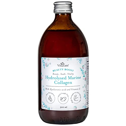 VitaZam Marine Collagen Liquid 10000mg with Hyaluronic Acid, Hydrolysed Peptide, Biotin for Hair, Skin, Nails, Joint, and Muscles, 500 ml VitaZamAu supplements