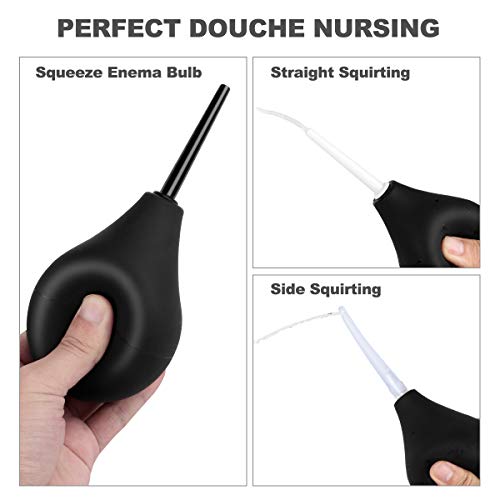 RANEU Enema Bulb Douche Enema Kit for Women & Men with 3 Nozzles (Black, 4 Piece Set) RANEUAu supplements