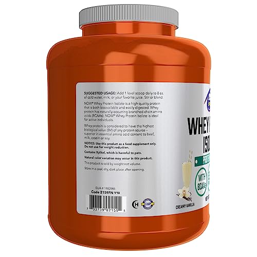 NOW Sports Nutrition, Whey Protein Isolate, 25 g With BCAAs, Creamy Vanilla Powder NOWUS supplements