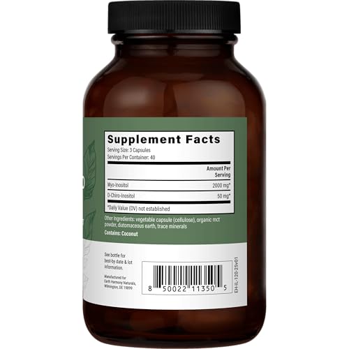 Earth Harmony Myo-Inositol & D-Chiro Inositol Supplement for Women, Ovarian & Hormone Balance for Women - Supports Normal Cycles, Fertility Supplement (120 Capsules) Earth Harmony NaturalsAu supplements
