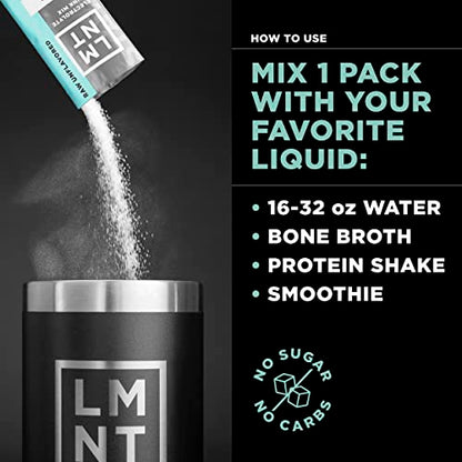 LMNT Zero-Sugar Electrolytes - Raw Unflavored Salt - Hydration Powder Packets Drink LMNTUS supplements