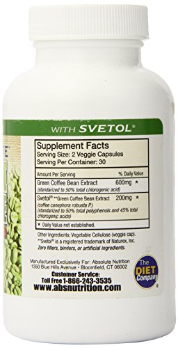 Absolute Nutrition Diet Supplement, Green Coffee Bean Extract with Svetol, 60 Count Absolute NutritionUS supplements