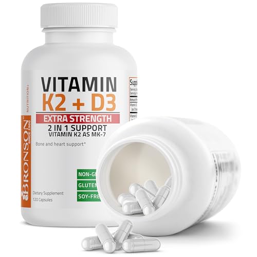 Bronson Vitamin K2 (MK7) with D3 Extra Strength Supplement Bone and Heart Health Non BronsonUS supplements