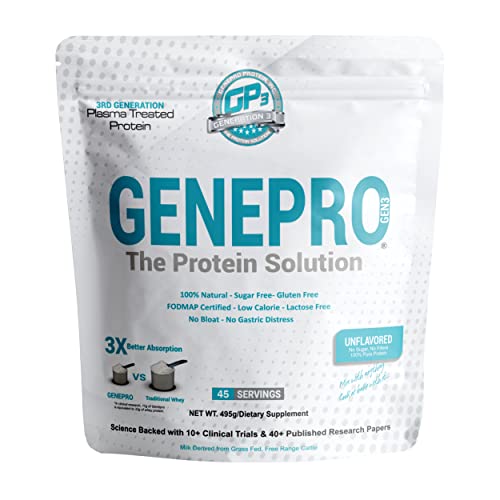 Genepro Unflavored Protein Powder - New Formula - Lactose-Free, Gluten-Free Genepro Gen. 3 The Protein SolutionUS supplements