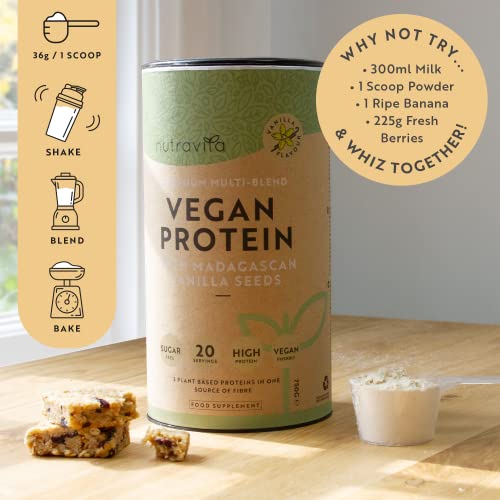 Vegan Protein Powder - Vanilla Flavour - Plant-Based High Protein Powder - 25g Protein per 36g Serving NutravitaAu supplements