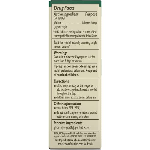 Bach Original Flower Remedies, Walnut for Adapting to Change (Non-Alcohol Formula) BachAu supplements