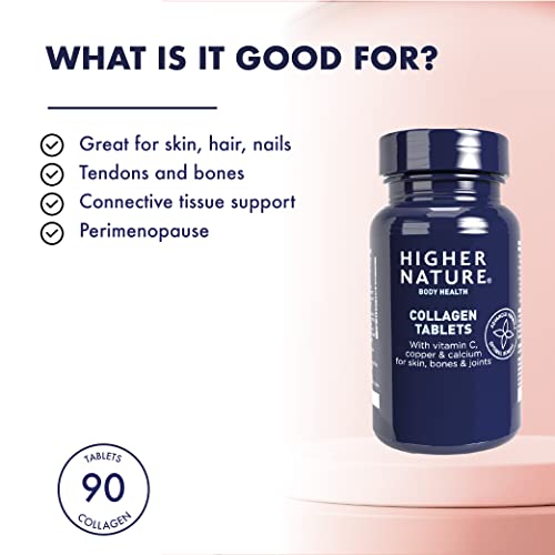 Higher Nature - Collagen Tablets - Hydrolysed Marine Collagen - Vitamin C - Calcium for Bone Support HIGHER NATUREAu supplements