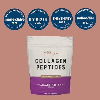 Collagen Peptides Powder - Grass-Fed Hydrolysed Collagen Powder Supplement Live ConsciousUS supplements