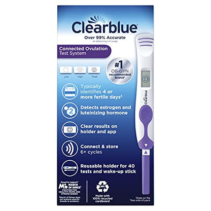 Clearblue Connected Ovulation Test System featuring Bluetooth connectivity and Advanced ClearblueUS supplements