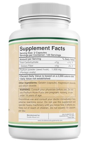 Double Wood Supplements Psyllium Husk Capsules Fiber Supplement Double Wood SupplementsAu supplements