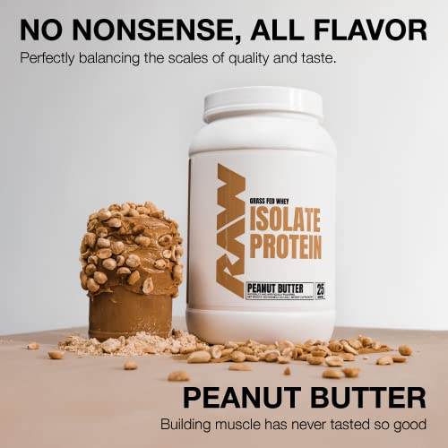 RAW Whey Isolate Protein Powder, Peanut Butter - 100% Grass-Fed Sports Nutrition Protein RAWUS supplements