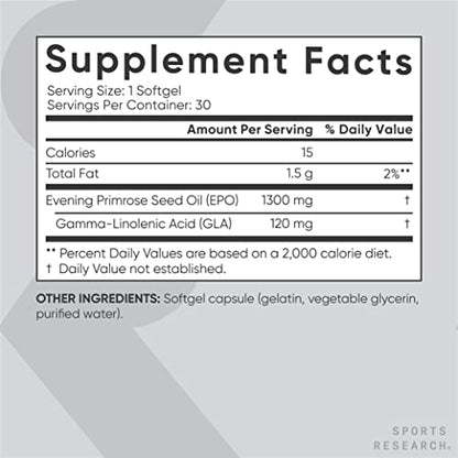Sports Research Evening Primrose Supplement from Cold Pressed Oil Sports ResearchUS supplements