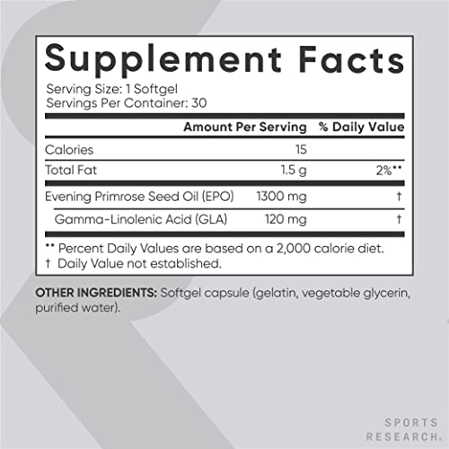 Sports Research Evening Primrose Supplement from Cold Pressed Oil Sports ResearchAu supplements